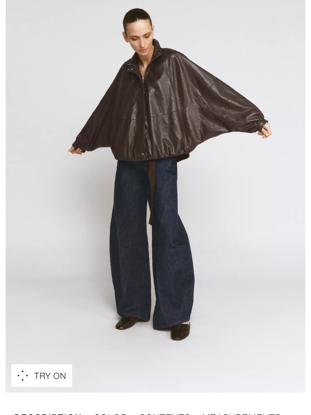 Zara Chocolate Brown Leather Bomber - Picture 2 of 3